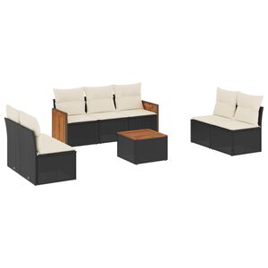 vidaXL Garden Sofa Set Black PE rattan Large Adjustable Armrests