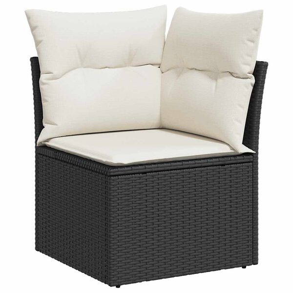 vidaXL Garden Sofa Set Black PE Rattan, Powder-Coated Steel, Polyester, Foam