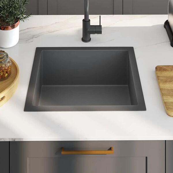 vidaXL Handmade Kitchen Sink Black Stainless Steel