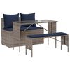 vidaXL 3 Piece Patio Dining Set with Cushions Gray Poly Rattan