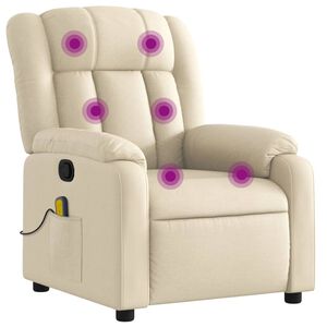 vidaXL Massage Recliner Chair Cream Fabric (100% polyester) Single Sofa