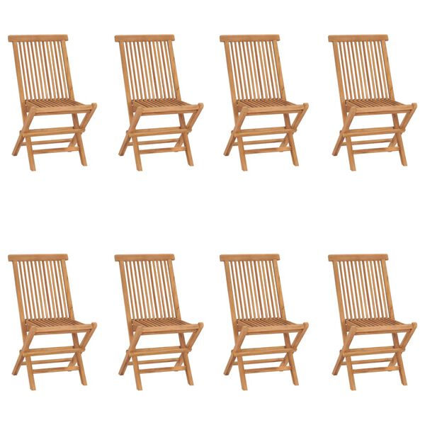 vidaXL Garden Chair Set of 8 Teak Solid Teak Wood Standard Foldable