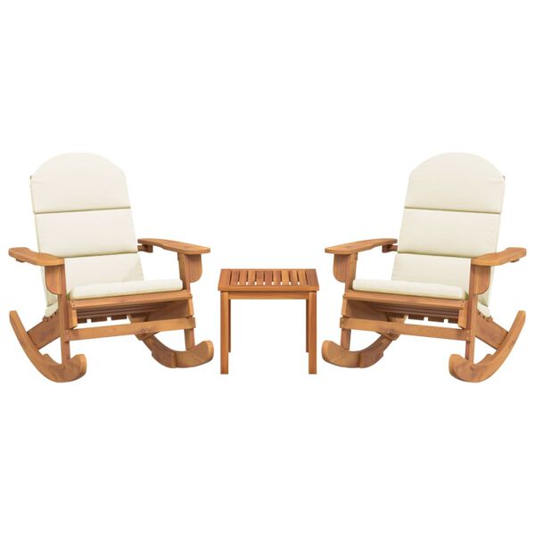 vidaXL Garden Lounge Set Natural Wood, Cream white Solid acacia wood