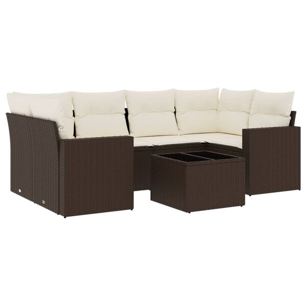 vidaXL Garden Sofa Set Brown, Cream White