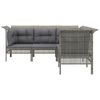 vidaXL 5 Piece Patio Lounge Set with Cushions Grey Poly Rattan