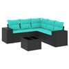 vidaXL 6 Piece Garden Sofa Set with Cushions Black Poly Rattan
