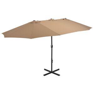 vidaXL Parasol Taupe Polyester Extra Large Height-Adjustable