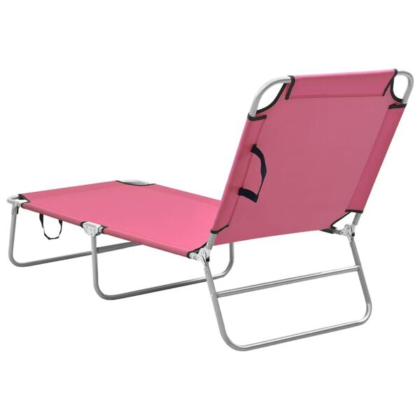vidaXL Sun Lounger Pink Oxford fabric, Powder-coated steel Standard