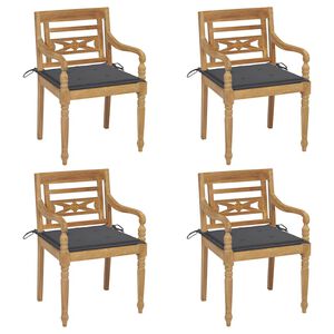 vidaXL Batavia Chair Set of 4 Teak Solid Teak Wood Medium Durable