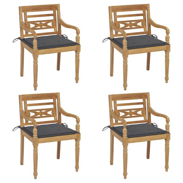 vidaXL Batavia Chair Set of 4 Teak Solid Teak Wood Medium Durable