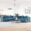 vidaXL Sofa Set Blue Velvet (100% polyester), plywood, solid wood