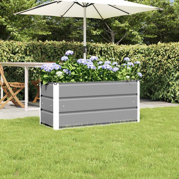 vidaXL Planter Light Grey 39.37 x 15.75 x 17.72 in Steel