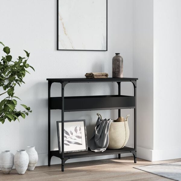 vidaXL Console Table Black Engineered wood 29.5 x 11.4 x 29.5 in