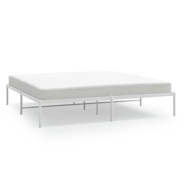 vidaXL Bed Frame White Powder-Coated Steel Double size Bed Frame