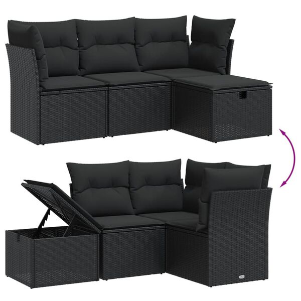 vidaXL Garden Sofa Set Black Poly Rattan Large Modular Garden Sofa Set