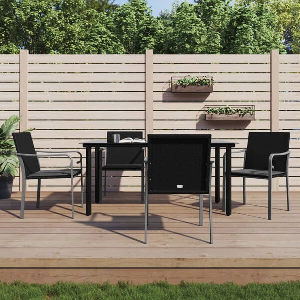 vidaXL Garden Dining Set Black, Dark Grey