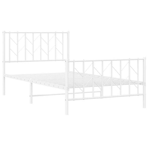 vidaXL Bed Frame White Steel Single Bed Frame Rectangular Durable