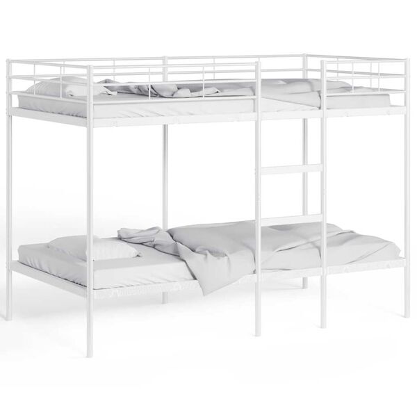 vidaXL Bunk Bed White Steel, mesh fabric Twin Breathable Design