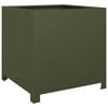 vidaXL Garden Planter Olive Green Steel 19.7 x 19.7 x 19.7 in Durable