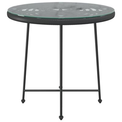 vidaXL Dining Table Black Ø31.5" Tempered Glass and Steel