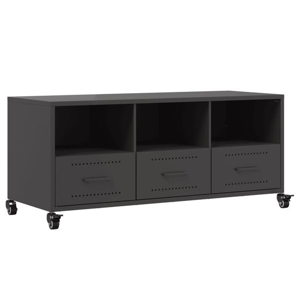 vidaXL TV Cabinet Black Cold-rolled steel Medium TV Cabinet