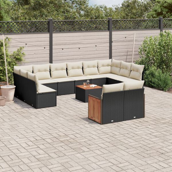 vidaXL Garden Sofa Set Black, Cream White
