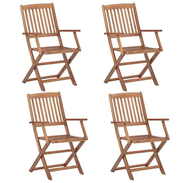 vidaXL Folding Chairs 4 pcs with Cushions Solid Acacia Wood
