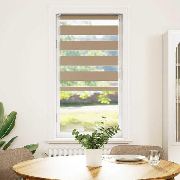 vidaXL Zebra Blind Sand brown 100% polyester 25.6x59.1 in