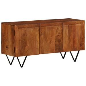 vidaXL Sideboard Light Stained Wood Solid Mango Wood, Powder-Coated Steel