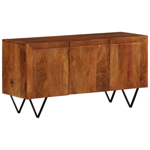 vidaXL Sideboard Light Stained Wood Solid Mango Wood, Powder-Coated Steel