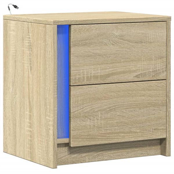 vidaXL Bedside Cabinet Sonoma Oak Engineered wood Compact