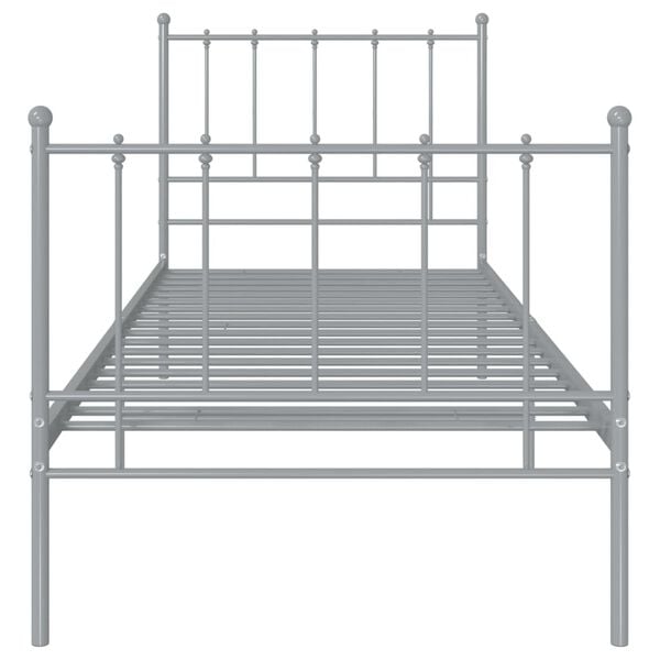 vidaXL Bed Frame Grey Powder-coated metal Twin Durable Twin Bed Frame