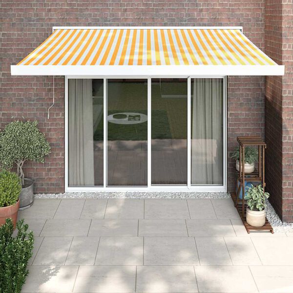 vidaXL Retractable Awning Yellow and White