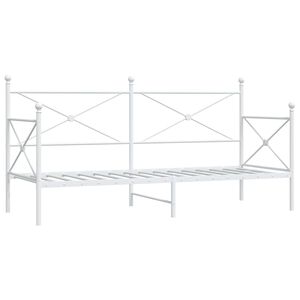 vidaXL Daybed With Trundle White Steel Twin Daybed With Trundle