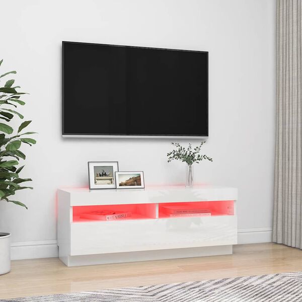 vidaXL TV Cabinet High Gloss White Engineered Wood 39.4x13.8x15.7 in