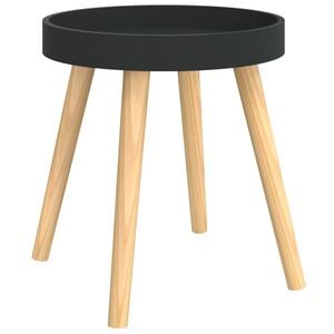 vidaXL Side Table Black Engineered wood Small Side Table Round