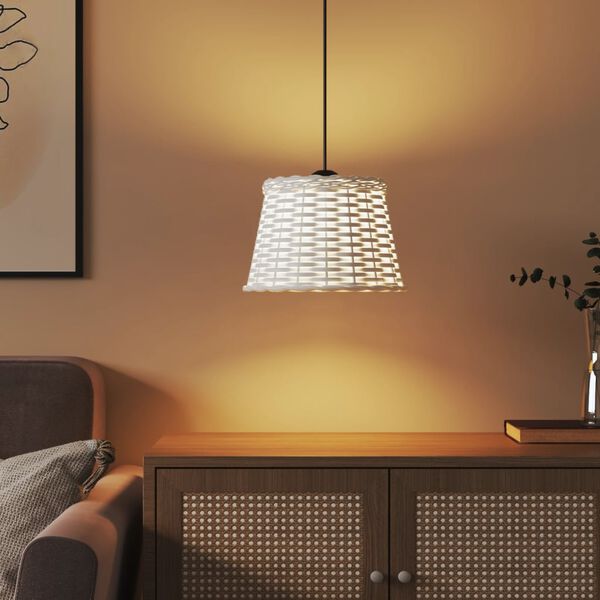 vidaXL Ceiling Lamp Shade White Wicker Ø9.8x6.7 in Lovely Design