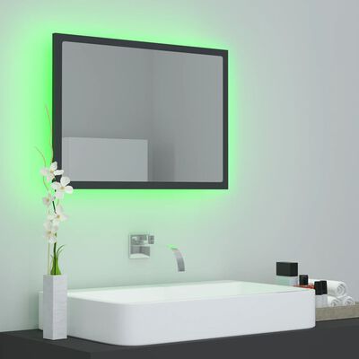 vidaXL LED Bathroom Mirror Gray 23.6"x3.3"x14.6" Engineered Wood