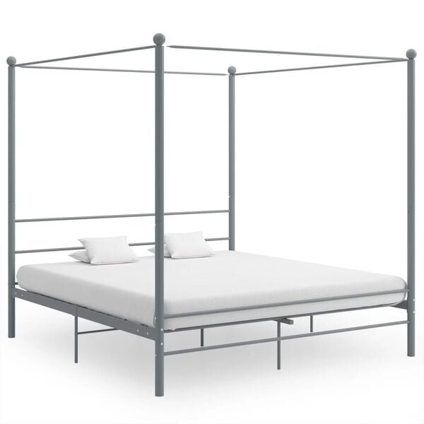 vidaXL Bed Frame Grey Powder-coated metal Super King Durable Bed Frame