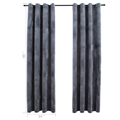 vidaXL Blackout Curtains with Rings 2 pcs Anthracite 54"x95" Velvet