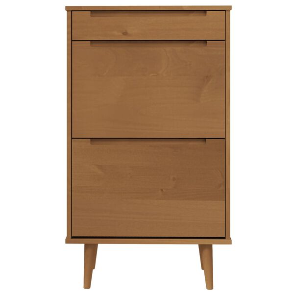 vidaXL Shoe Cabinet Brown Solid Pine Wood Medium Shoe Cabinet