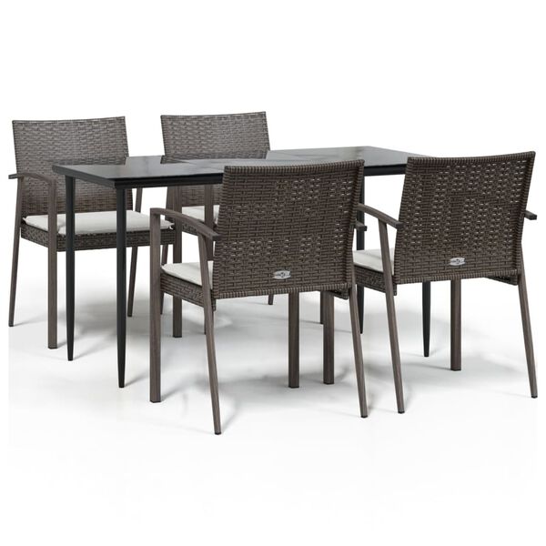 vidaXL Garden Dining Set Brown, Black, Cream White
