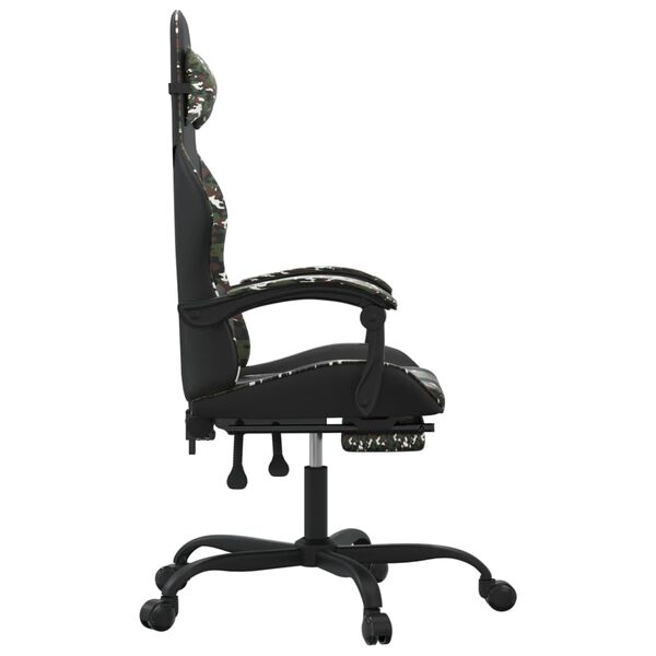 vidaXL Gaming Chair with Footrest Black and Camouflage Faux Leather