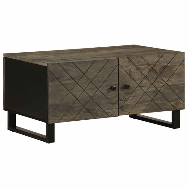 vidaXL Coffee Table Black Solid mango wood, engineered wood, metal Medium