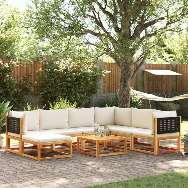 vidaXL Garden Sofa Set Black, Cream White