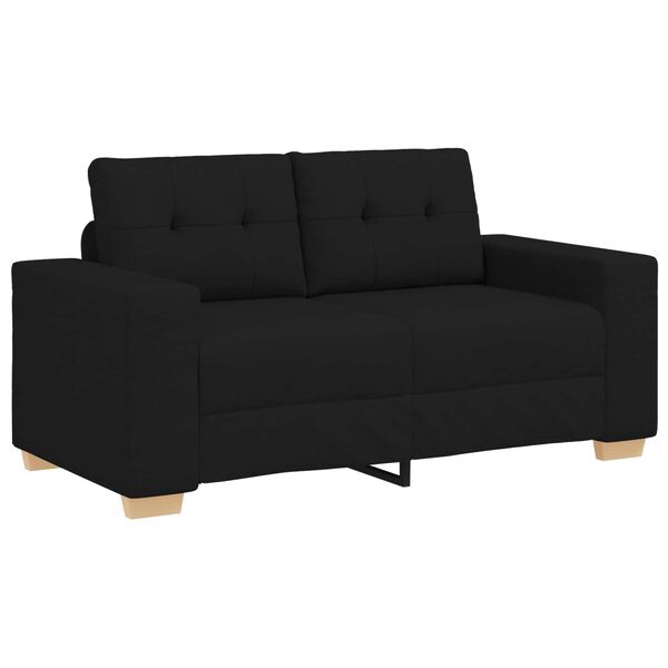 vidaXL Sofa 3 pcs Black Linen-blend Fabric