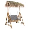 vidaXL 2-Seater Swing Bench with Palm Leaves and Cushion 79.5" Bamboo