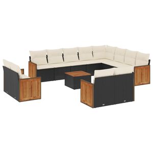 vidaXL Garden Sofa Set Black Cushion: Cream white