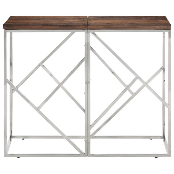 vidaXL Console Table Silver Stainless Steel and Solid Reclaimed Wood