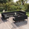 vidaXL Garden Lounge Set Black PE rattan, powder-coated steel, polyester